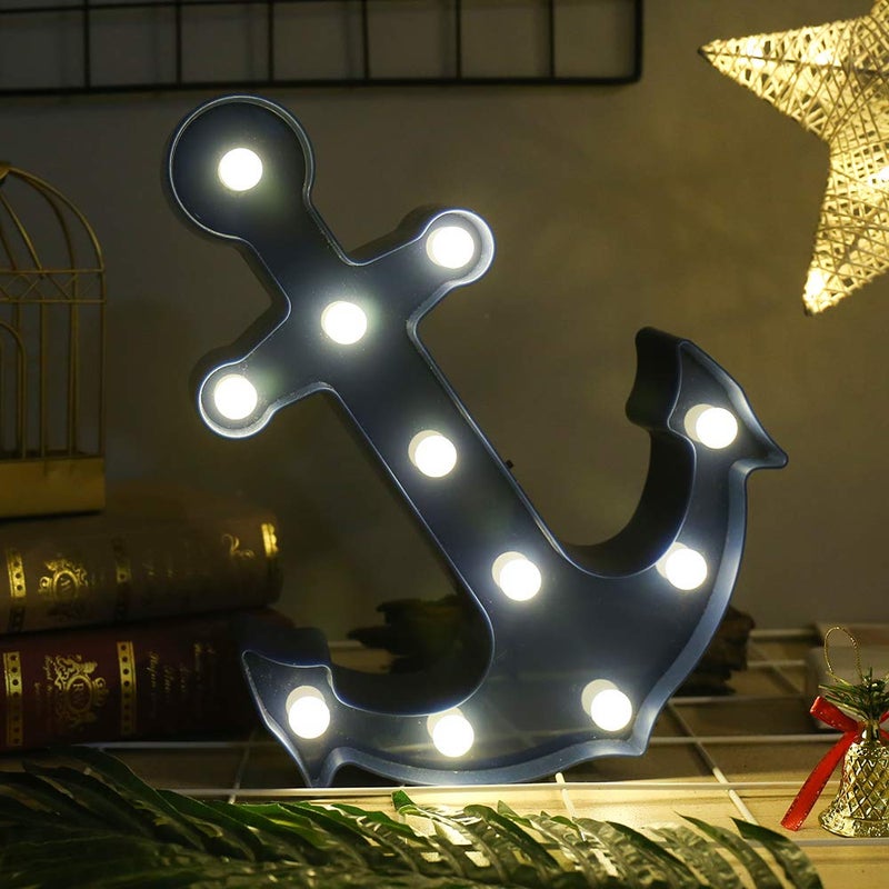 FUCHSUN $$$ LED Marquee Signs Lighting Night Light Room Party Decoration Holiday (Blue Anchor) - Image 3